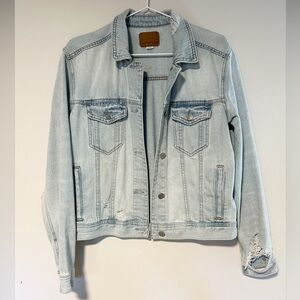 American Eagle Distressed Light-Wash Denim/Jean Jacket, Medium